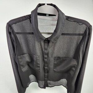 Charlotte Russe Women's Long Sleeve Sheer Blouse Size M Black